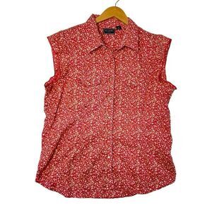 Bit Bridle Shirt‎ Womens XL Pink Floral Pearl Snap Rodeo Western Horses Flutter